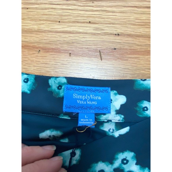 Simply Vera Vera Wang Pleated Cool At Night Skirt Pleated Size Large Blue Floral - Picture 6 of 12